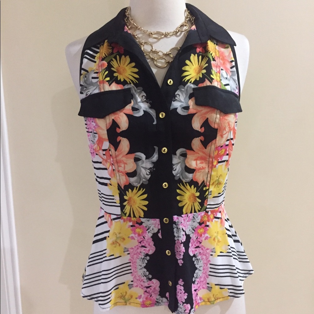 2b Floral Colorful Peplum Top